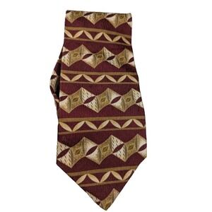 Pastime Arrow Men's Necktie Silk Red Maroon Gold Wavy Design Classic